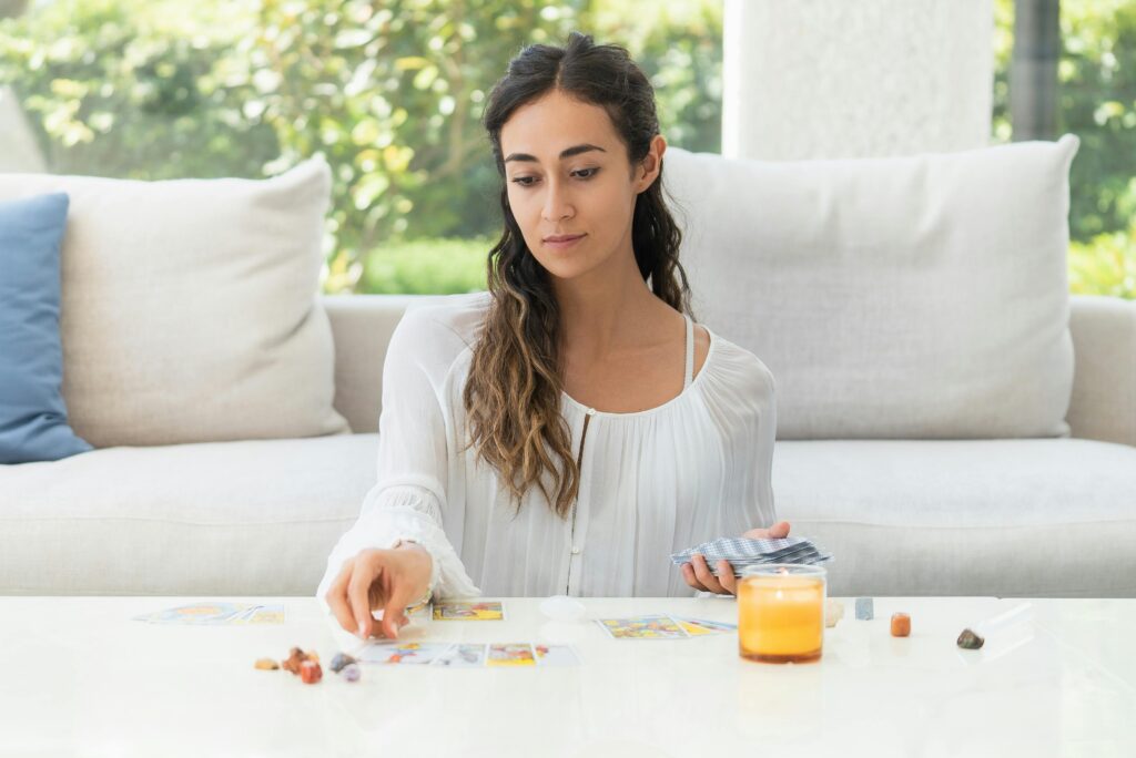 A Woman using Tarot Cards